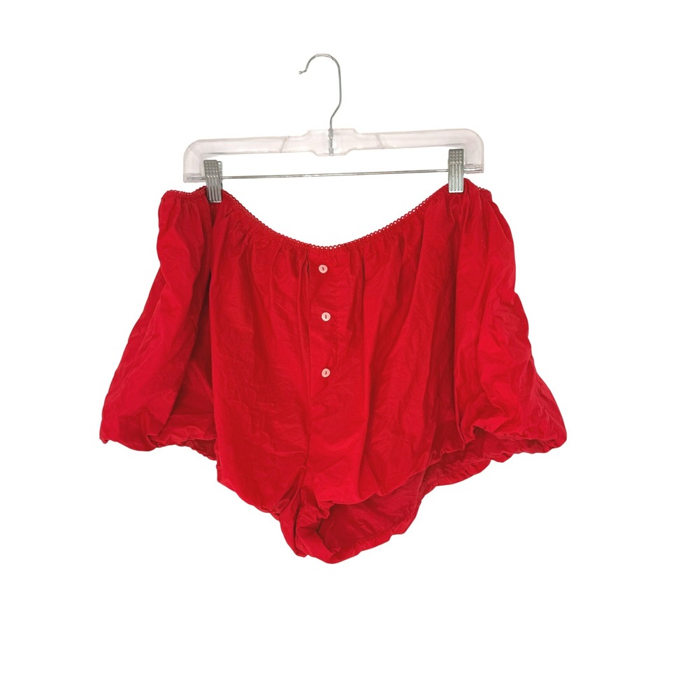 Anthropologie Bubble Shorts Red Button Front Lounge Loungewear Basic Large